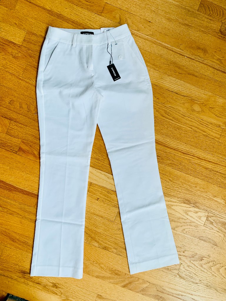 Nwt, 00s White Express Mid-Rise Barely Boot Columnist Pants